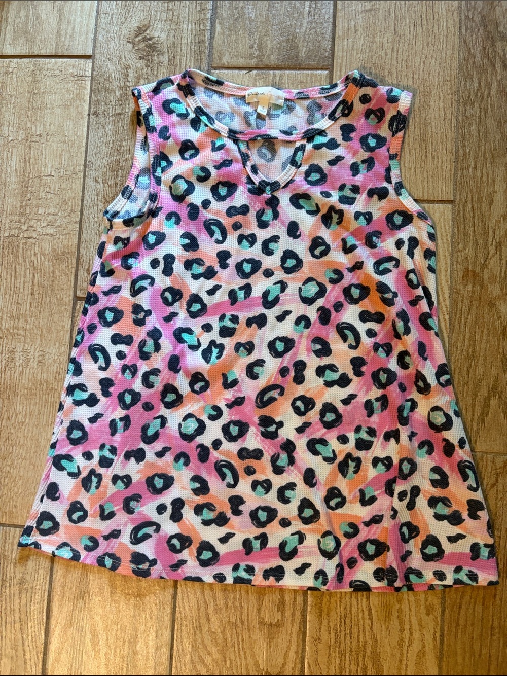 Pink Leopard-Print Sleeveless Tank Top